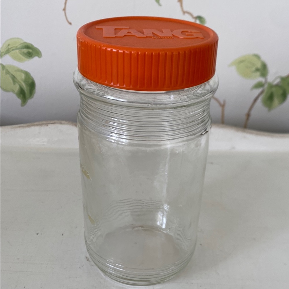 Vintage Tang Orange Lid Glass Jar